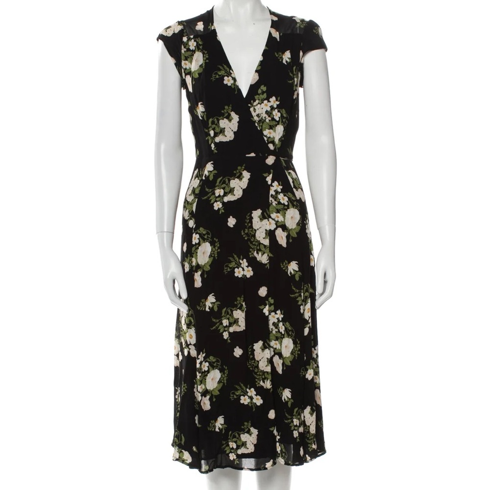Reformation Black Floral Midi Dress